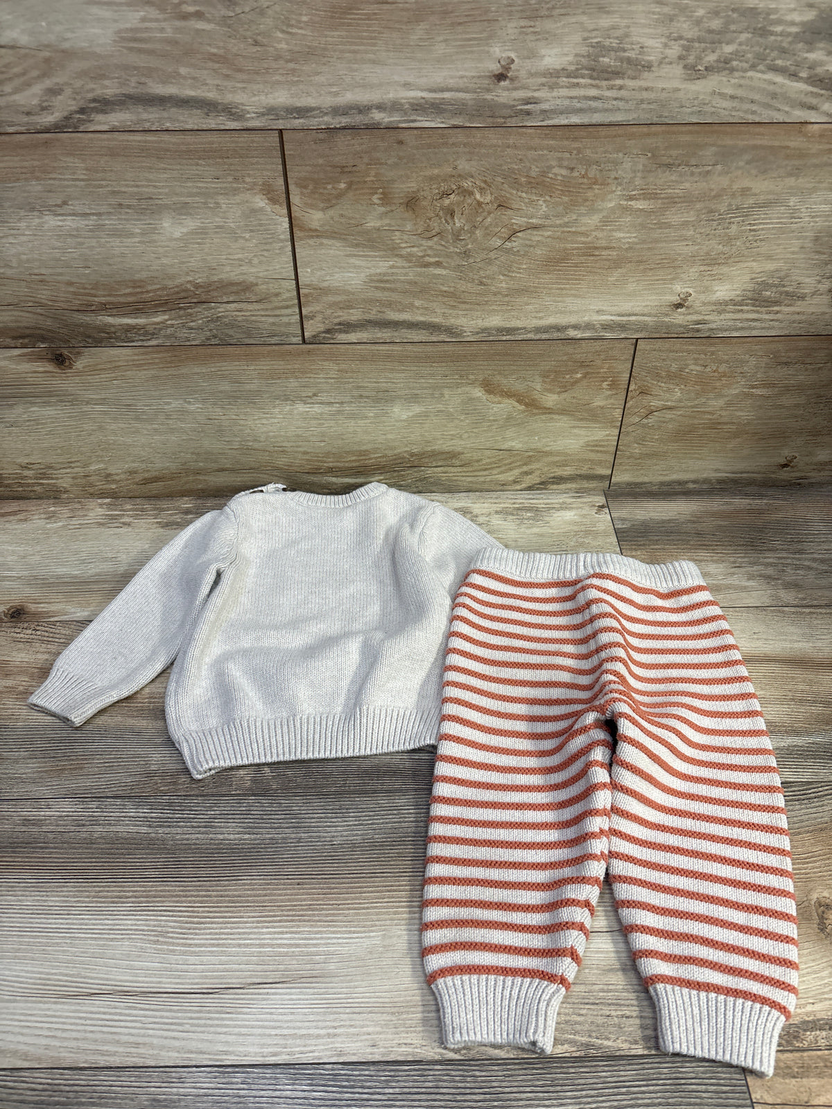 Hanna Andersson 2pc Knit Fox Sweater & Pants Set Beige sz 2T