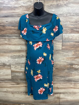 Hello Miz Floral Off The Shoulder Dress Blue sz Medium