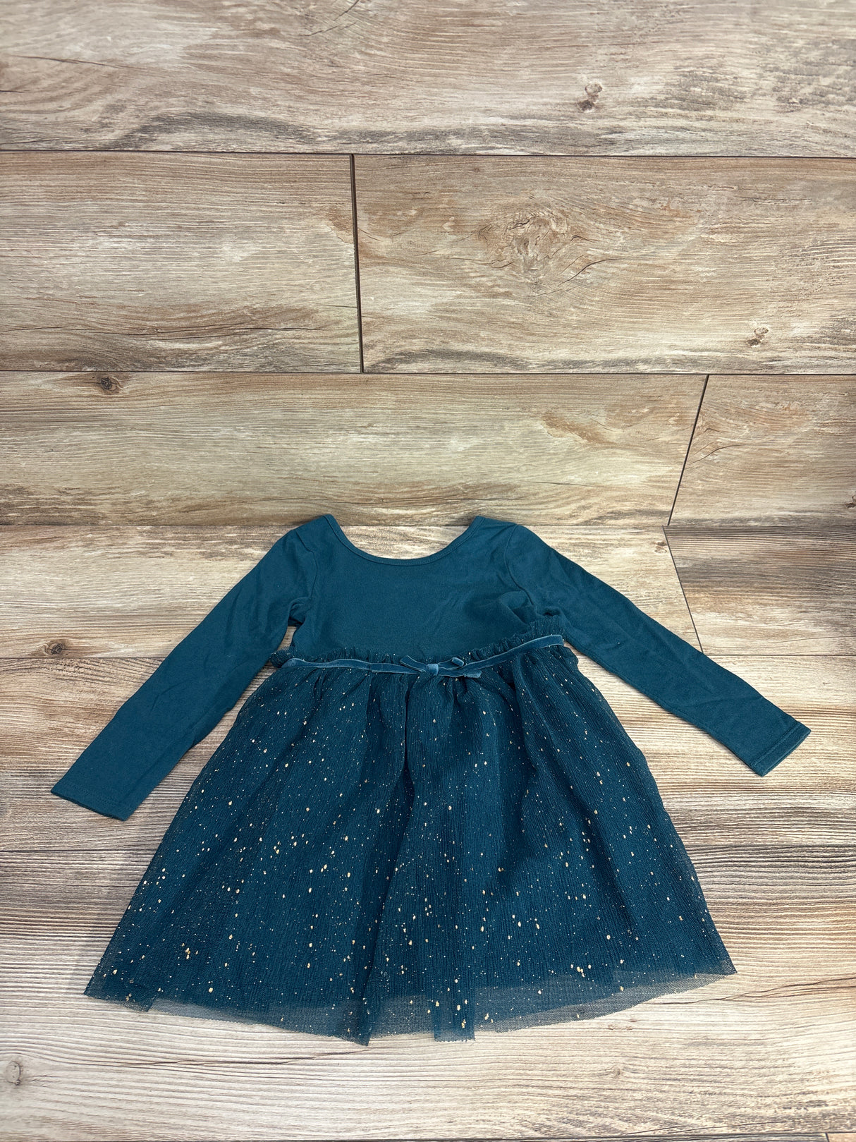 Cat & Jack Tulle Long Sleeve Dress Emerald sz 3T