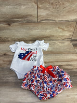 Sunwittafy 2pc My First 4th of July Bodysuit & Ruffle Bottoms Set White sz 6-12m