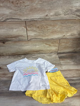 NEW Cat & Jack 2Pc Sun and Waves T-Shirt & Shorts Set White sz 4T