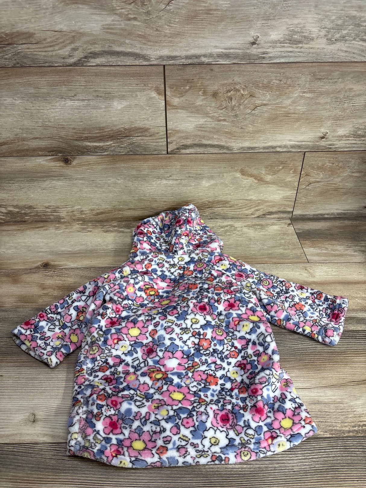 Floral Plush Bath Robe White sz 12m