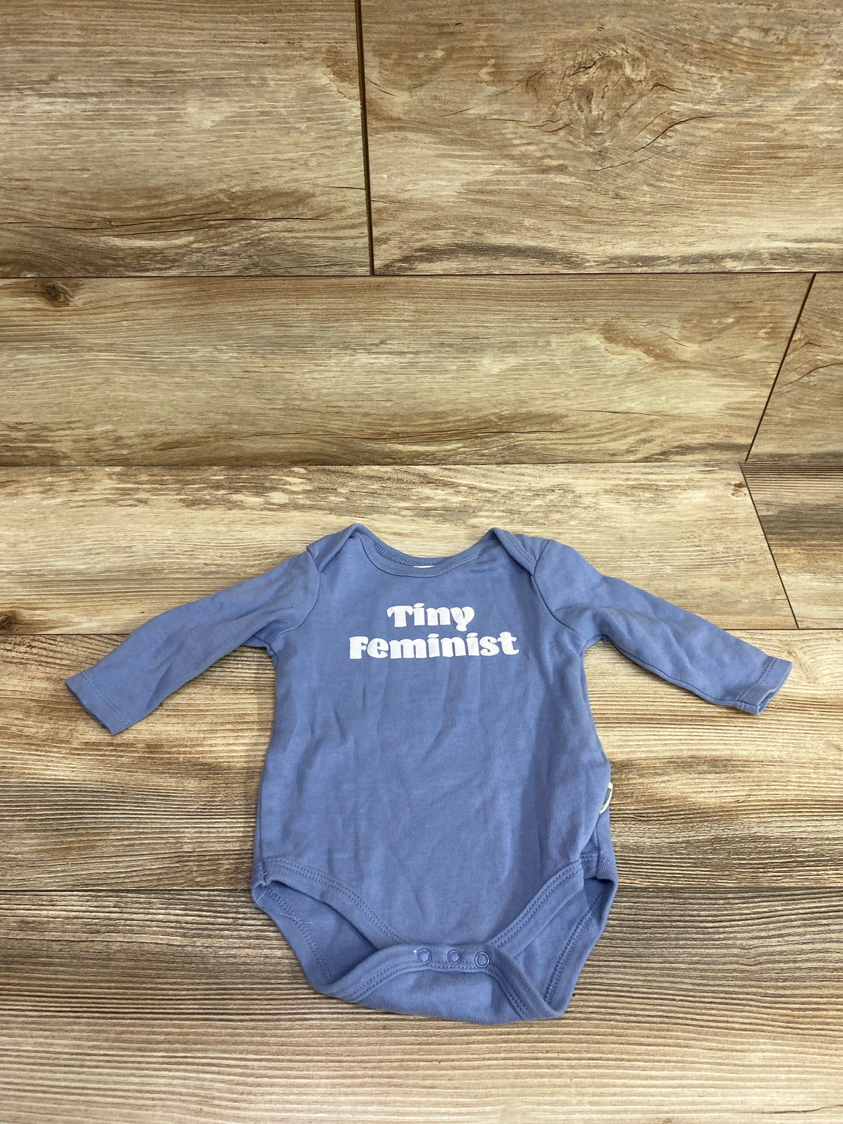 Rabbit + Bear Tiny Feminist Bodysuit Blue sz 6-9m