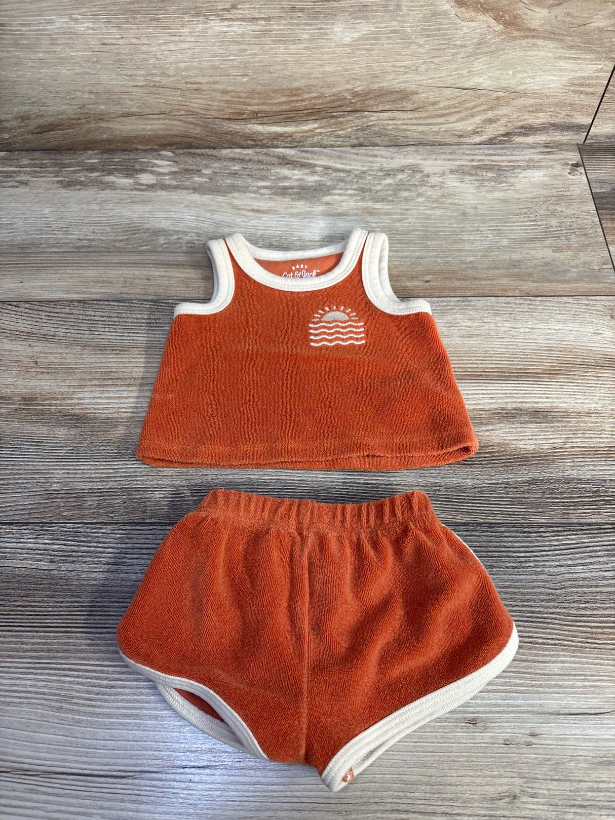 Cat & Jack 2pc Terry Cloth Tank Top & Short Set Orange sz Newborn