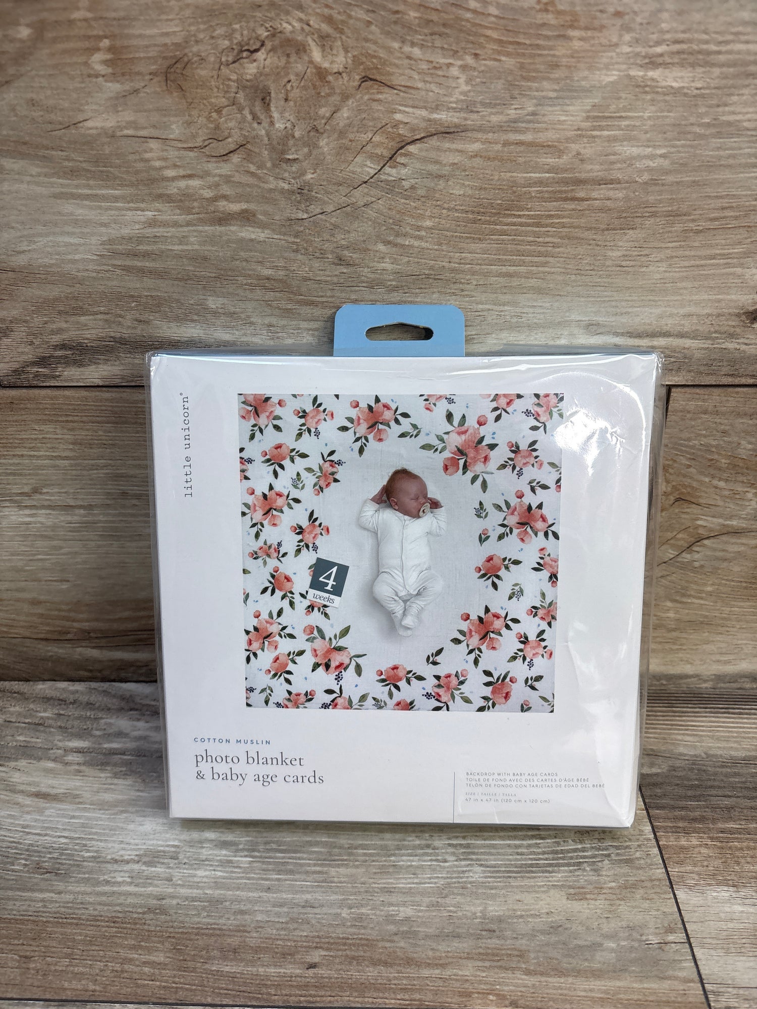 NEW Little Unicorn Photo Blanket & Baby Age Cards in Watercolor Roses