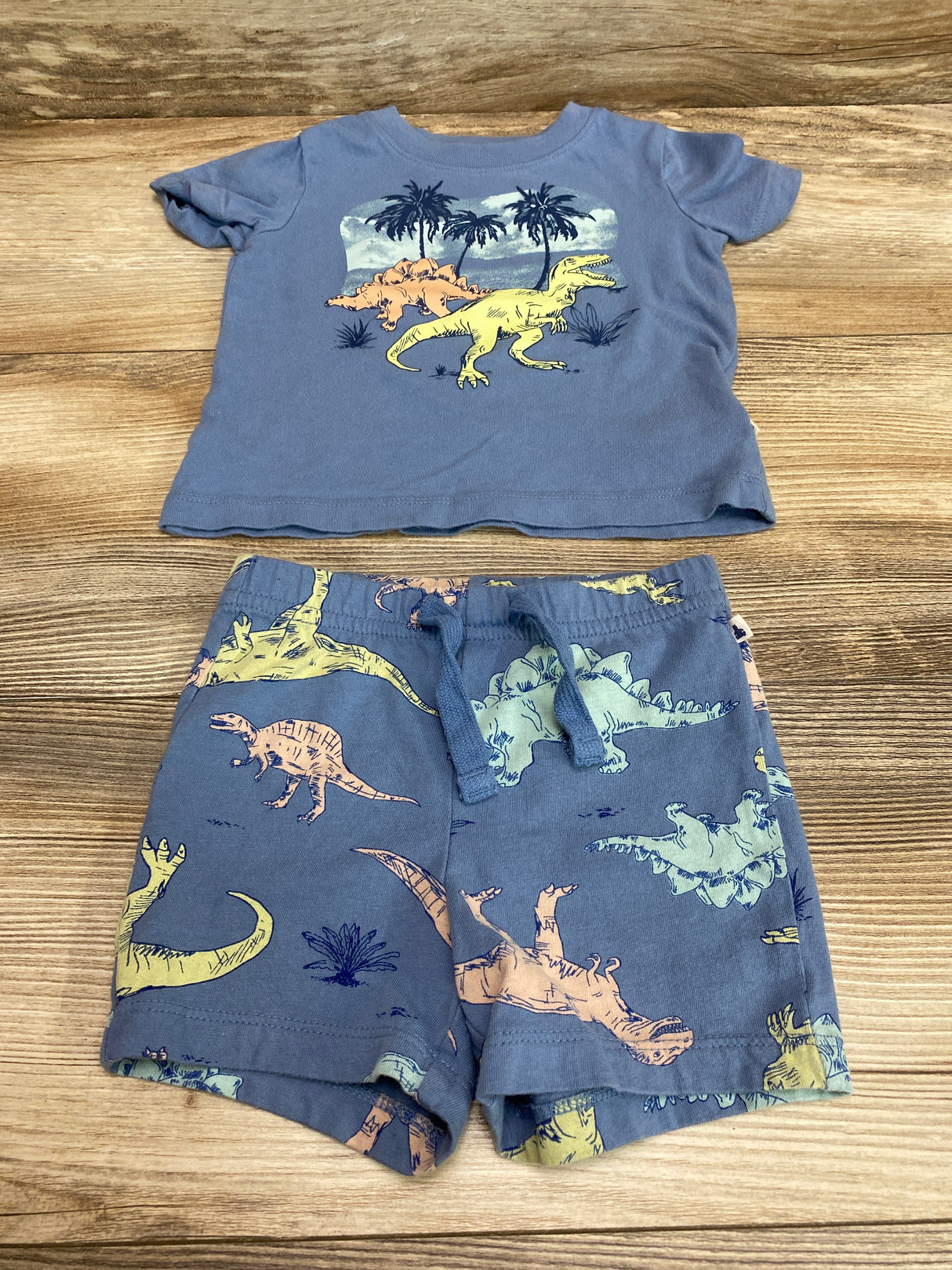 Baby Gap 2pc Dino Shirt & Shorts Blue sz 6-12m