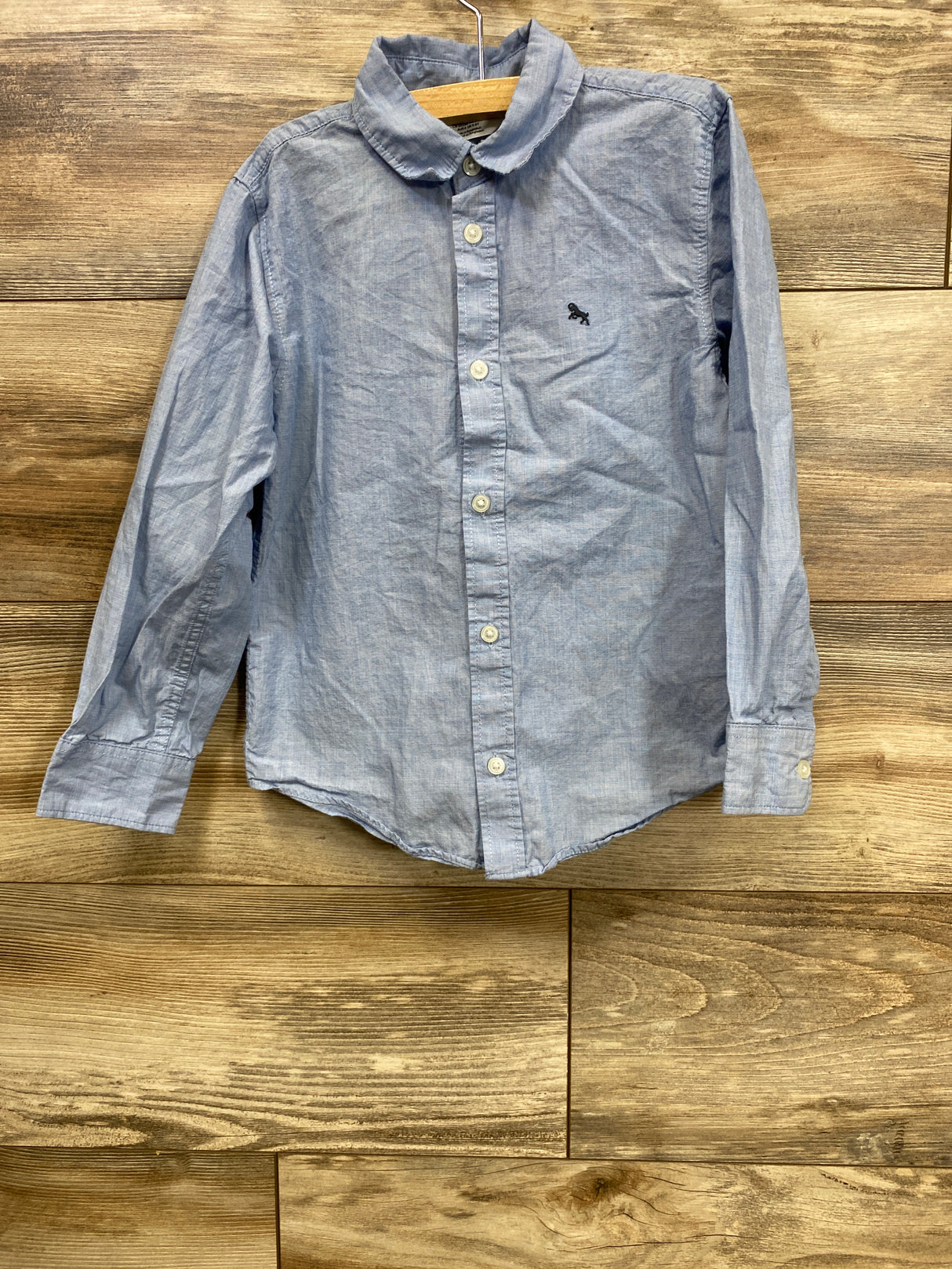 H&M Button Up Shirt Blue sz 5/6T