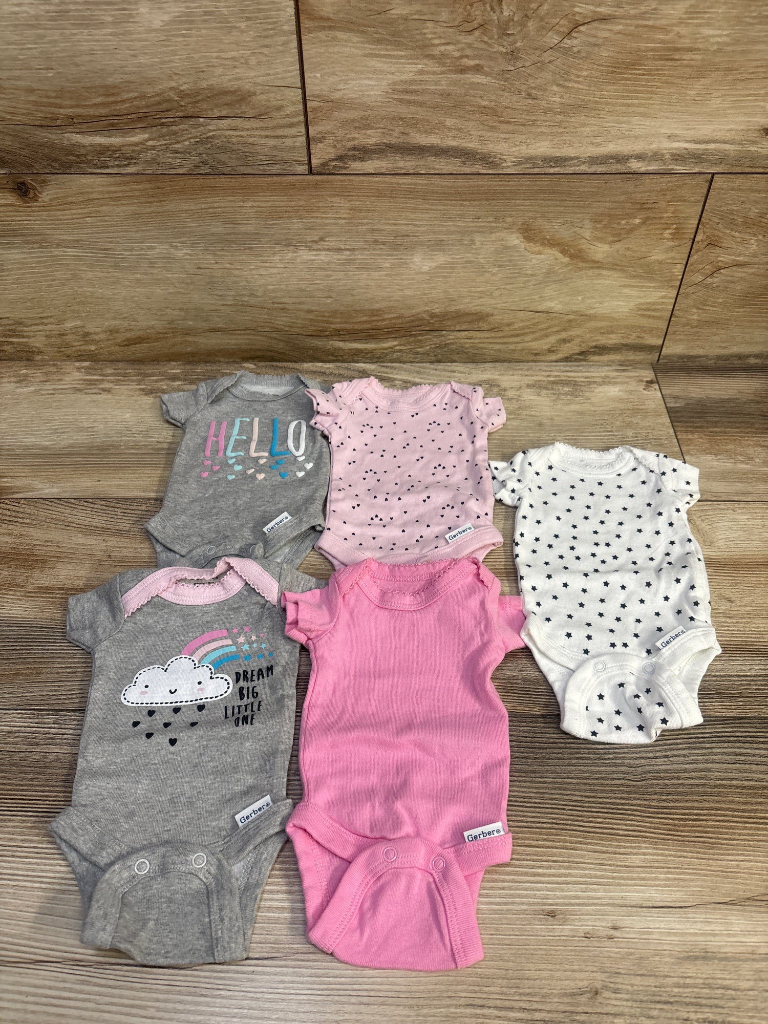 Gerber 5pk Bodysuit Set Pink sz Preemie