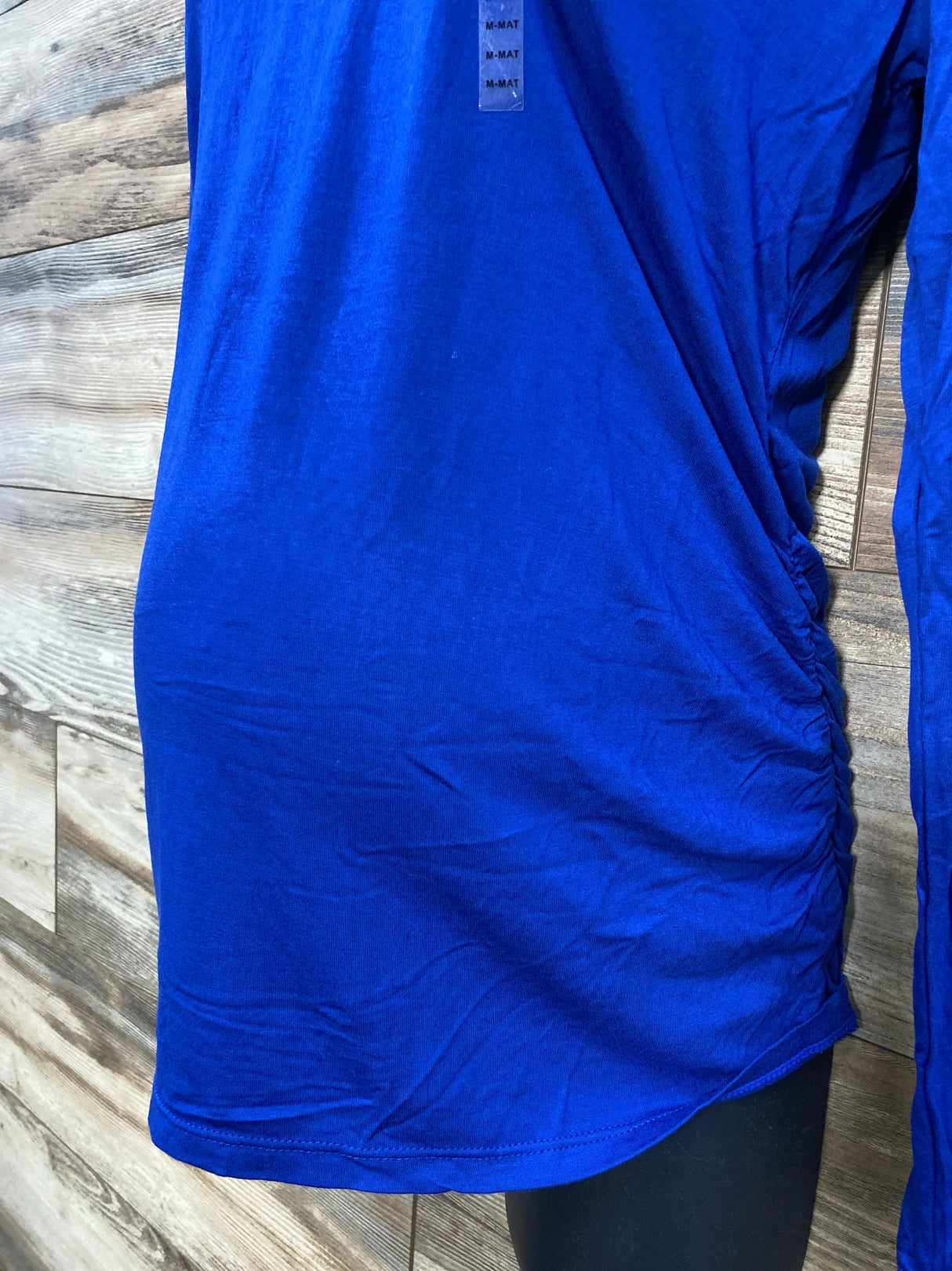 NEW Motherhood Maternity Ruched Shirt Blue sz Medium