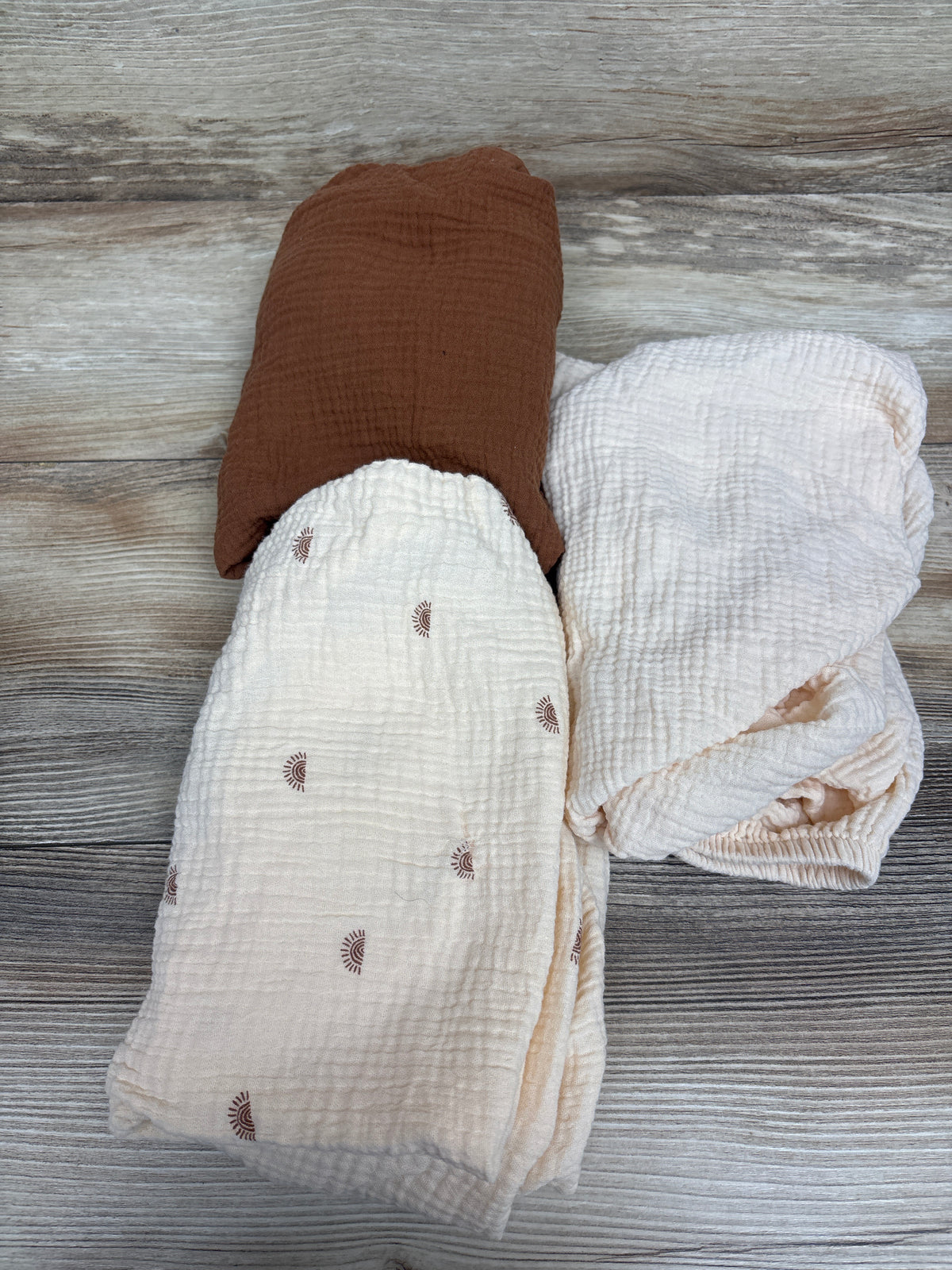 Blissful Diary 3pk Muslin Bassinet Sheets Beige 32x17''