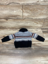 Janie and Jack Fair Isle Shawl Collar Cardigan Black/Grey sz 6-12m