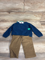 NEW DKNY 2pc Chunky Knit Sweater & Pants Set Blue sz 18m