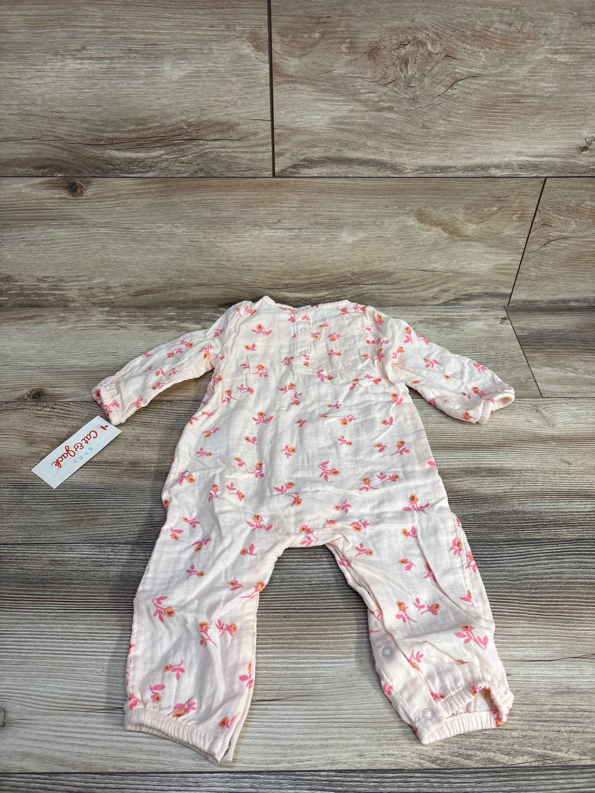 NEW Cat & Jack Floral Smocked Coverall Pink sz 6-9m