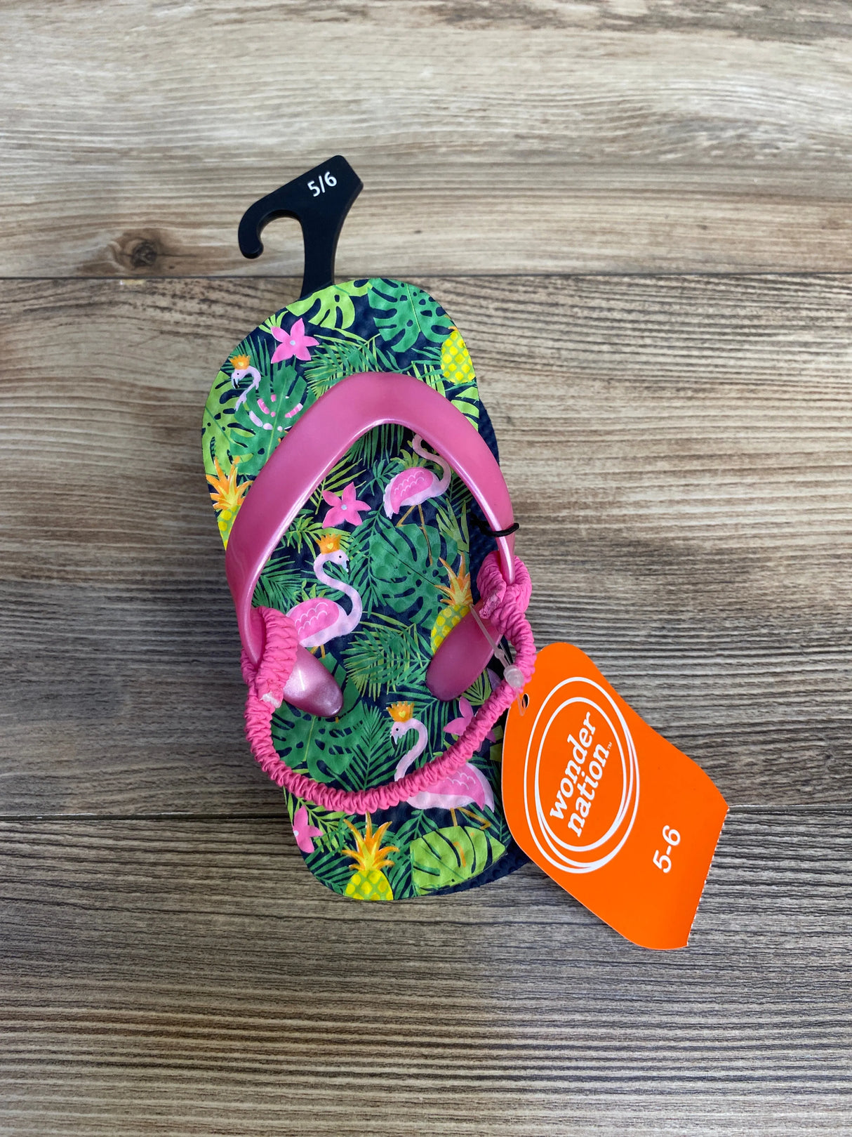 NEW Wonder Nation Girls' Printed Flip Flops Pink Sz 5c/6c