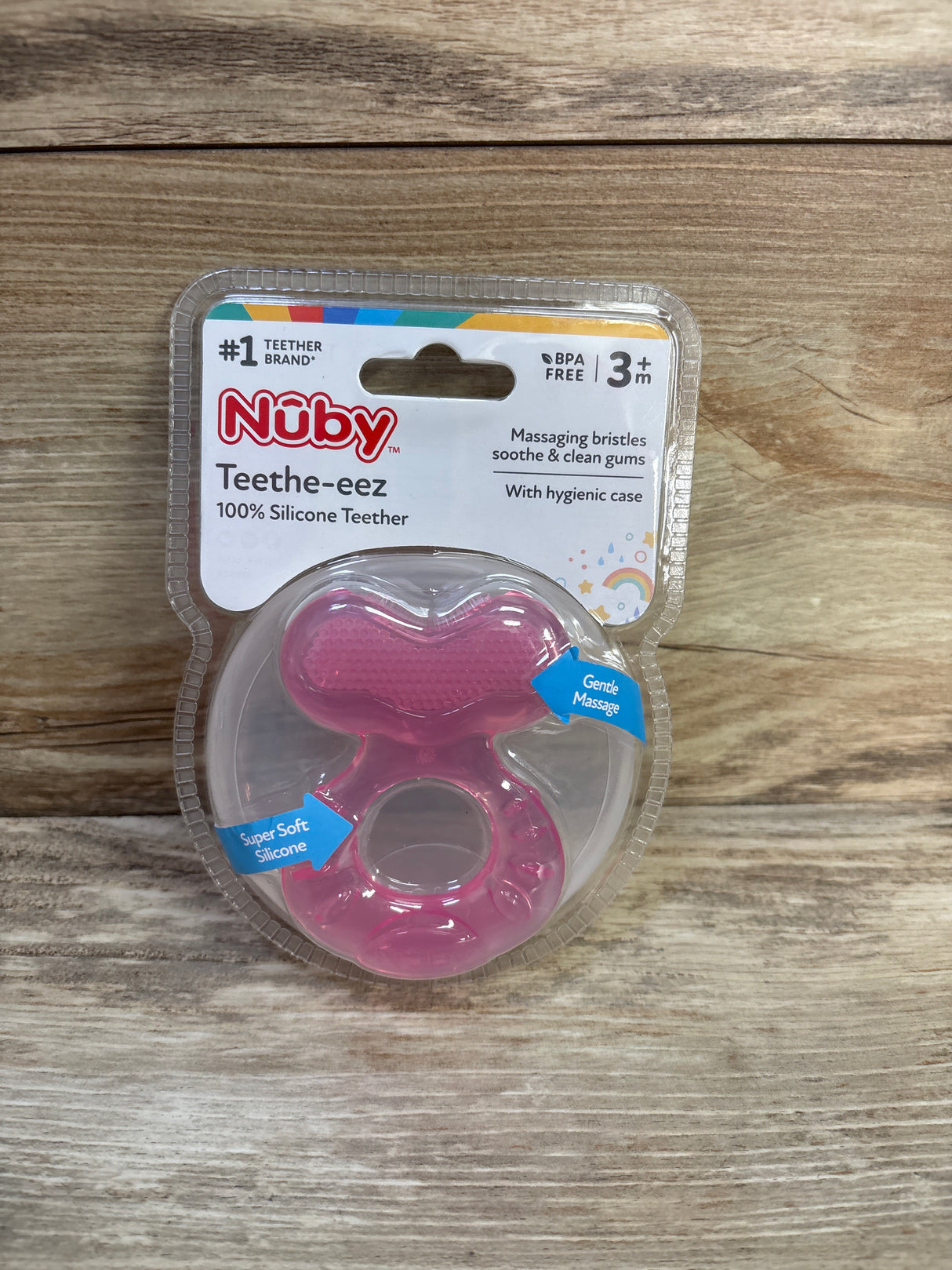 NEW Nuby Teethe-eez Silicone Teether, Pink