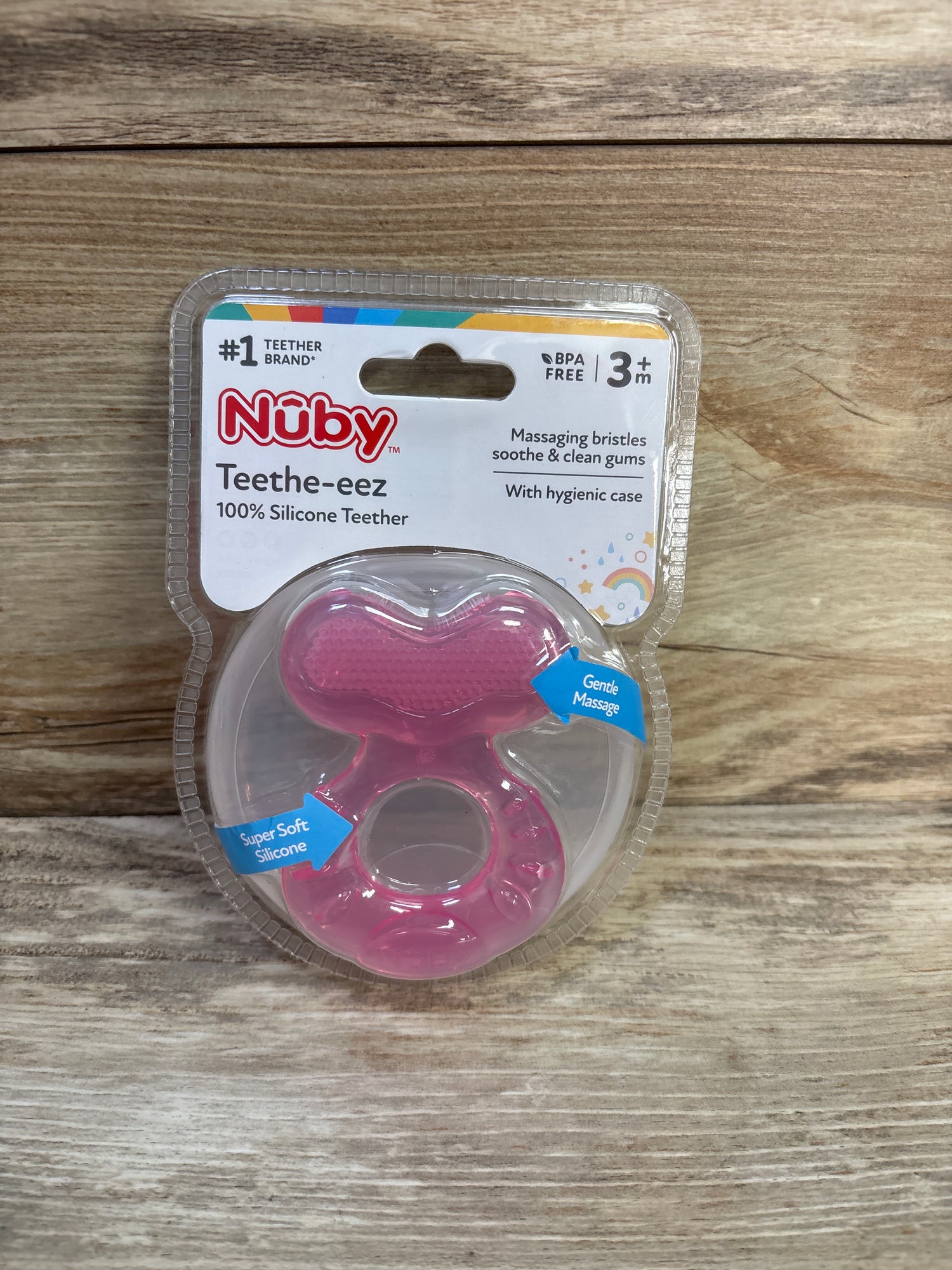 NEW Nuby Teethe-eez Silicone Teether, Pink