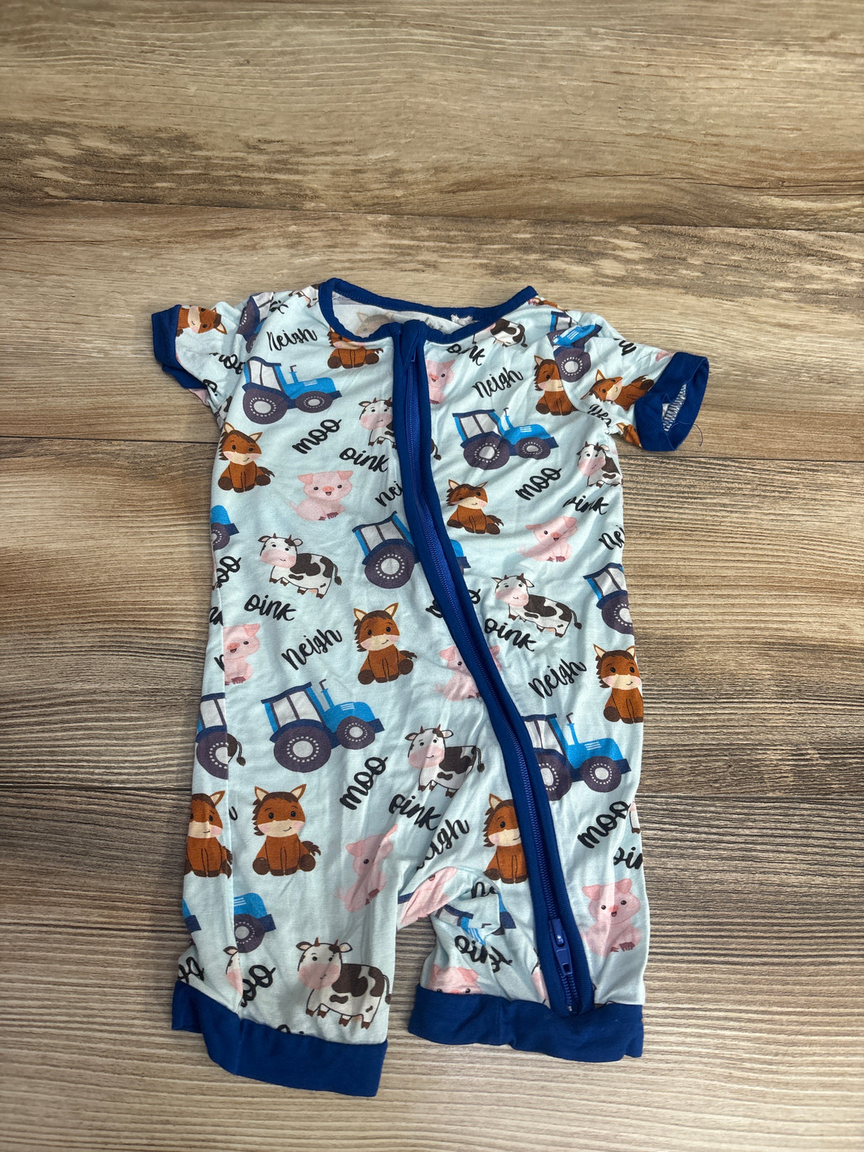 Miozing Farm Print Short Romper Blue sz 6-12m