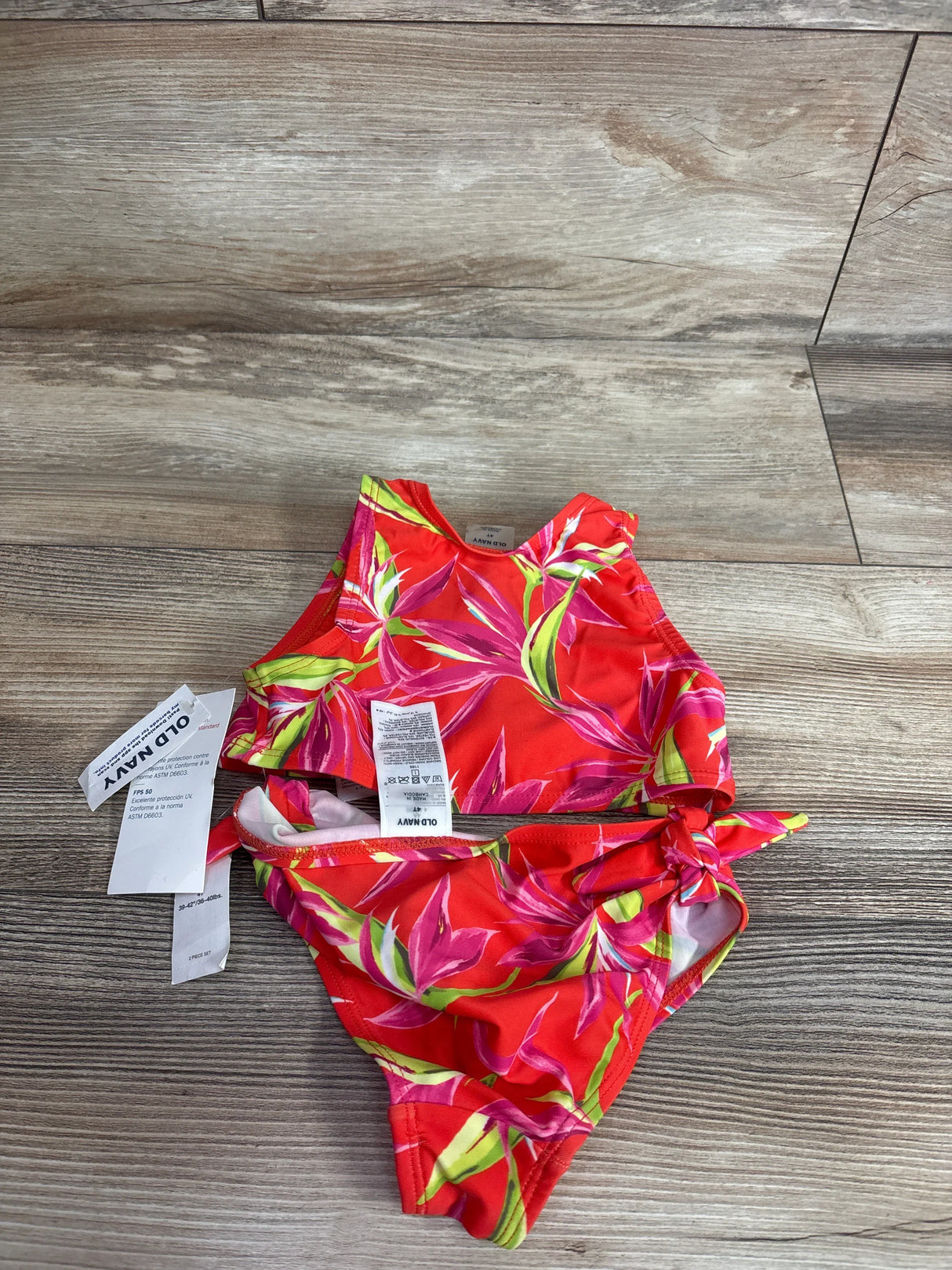 NEW Old Navy 2pc Bikini Swimsuit Orange sz 4T
