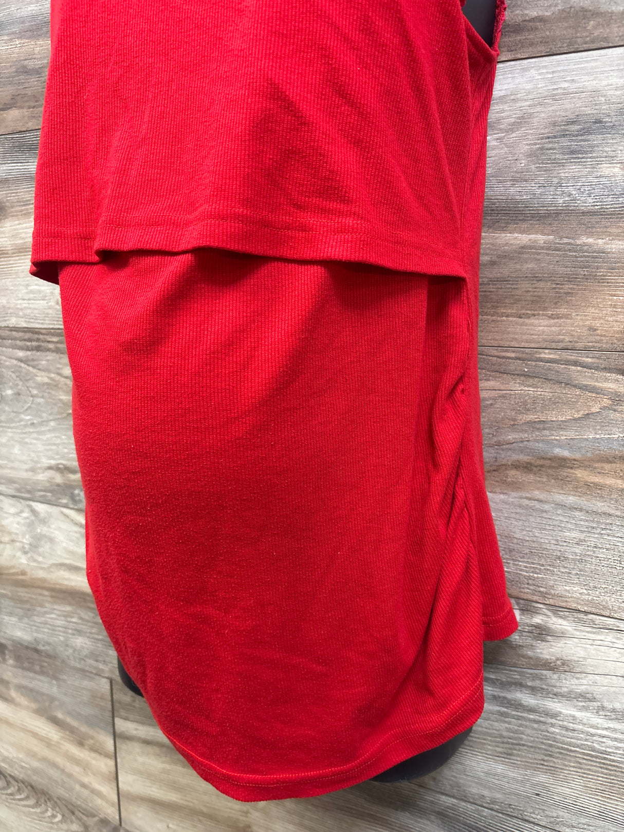 Shein Maternity Eyelet Sleeve Ribbed Nursing Shirt Red sz XL