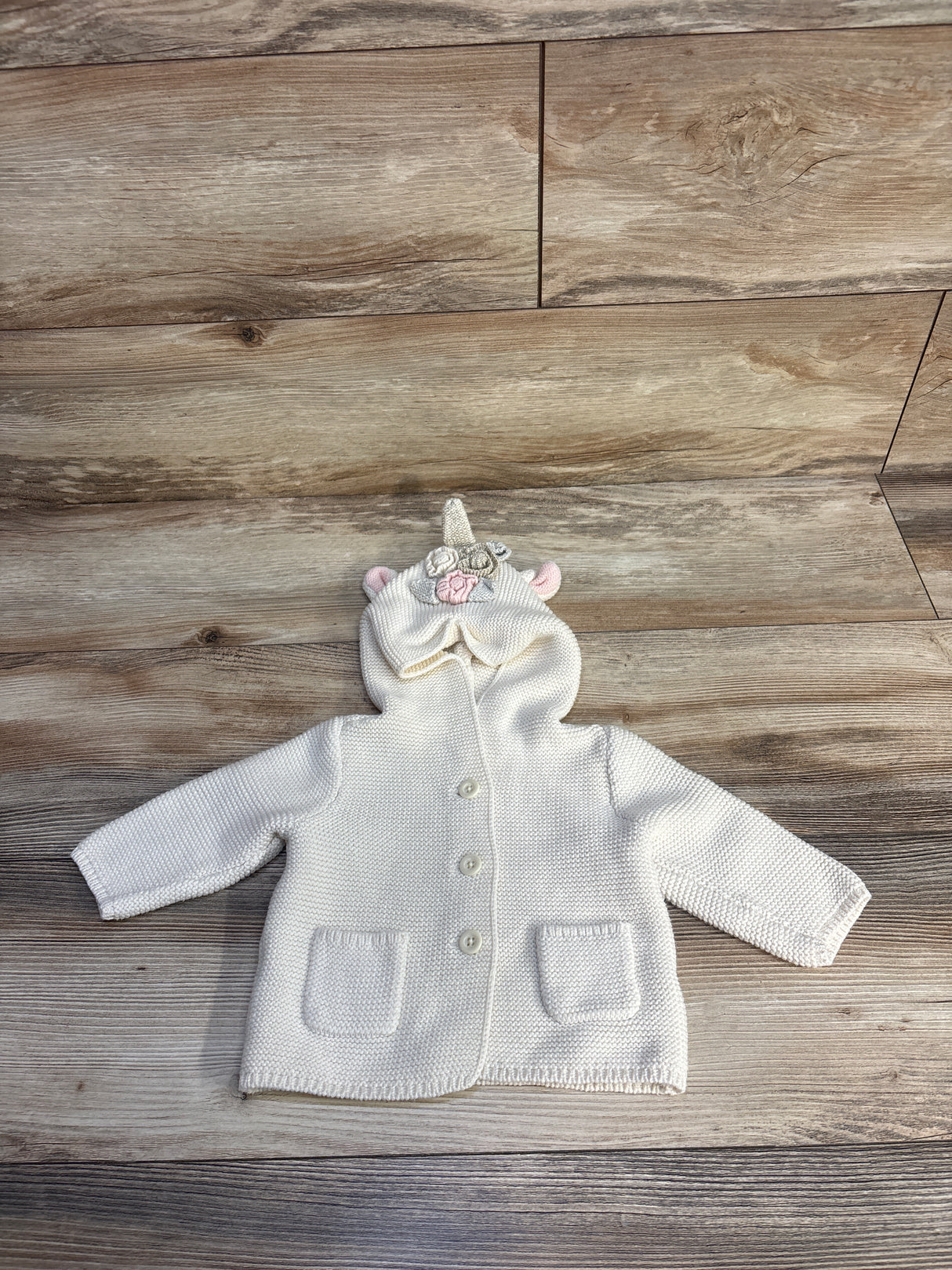 Baby Gap Unicorn Button Up Cardigan White sz 3-6m