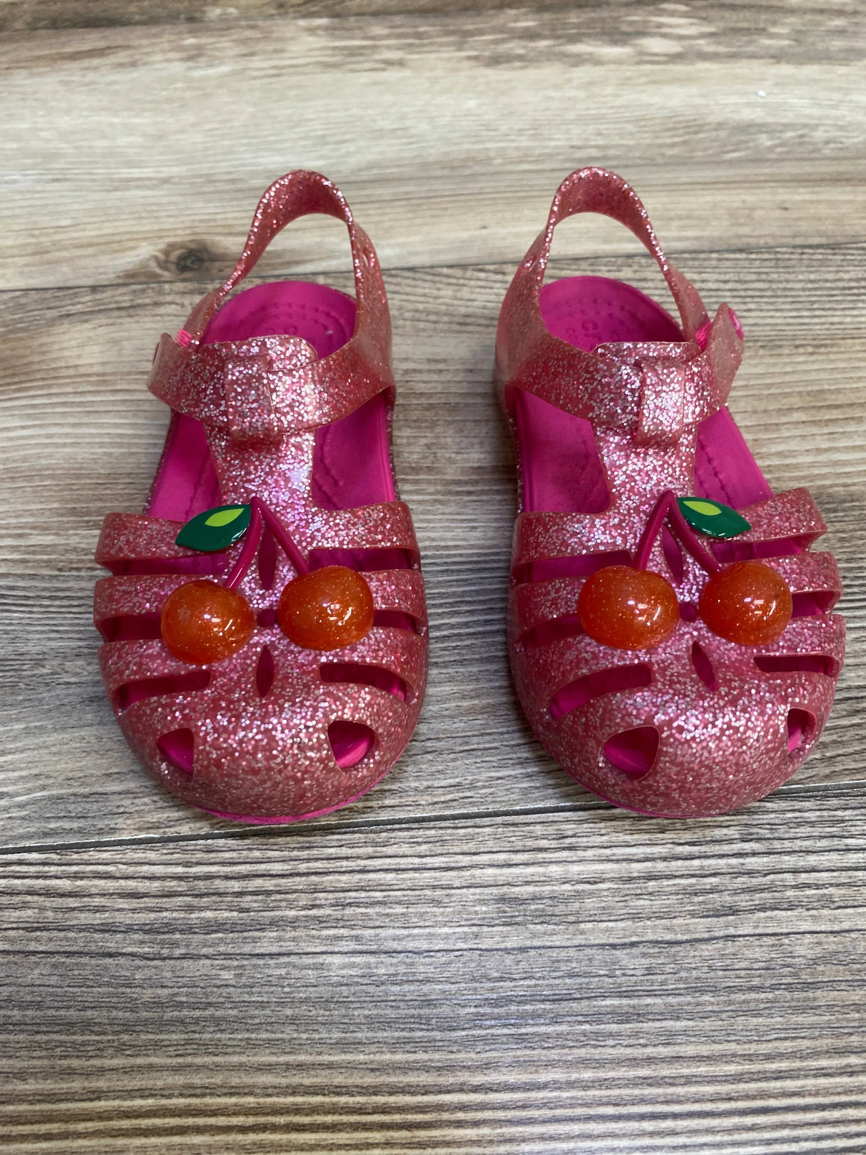 Crocs Isabella Charm Jelly Sandals Glittery Pink sz 8c