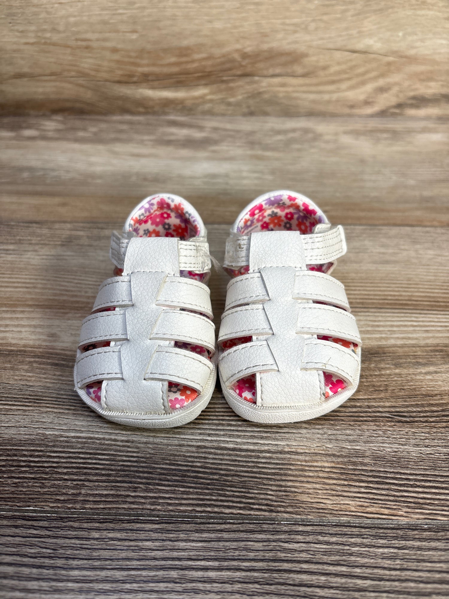 Wonder Nation Floral Fisherman Sandals White sz 2c