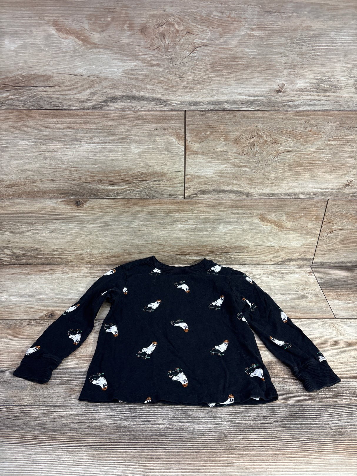 Old Navy Ghost Print Long Sleeve Shirt Black sz 4T