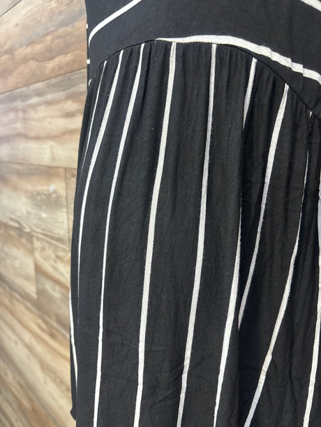 Pink Blush Striped Peplum Ruffle Top Black sz Small - Me n Mommy To Be