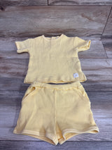 H&M 2pc Waffle Knit Shirt & Shorts Set Yellow sz 12m