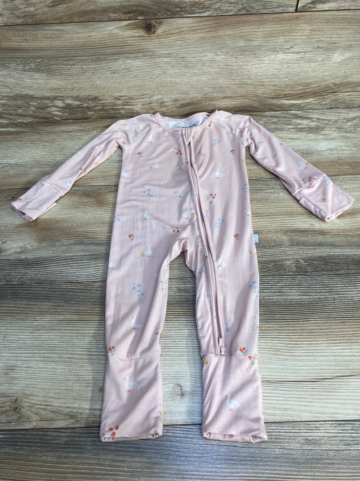 Dreamy Skies Baby Picnic Pals Bamboo Convertible Romper Pink sz 6-12m