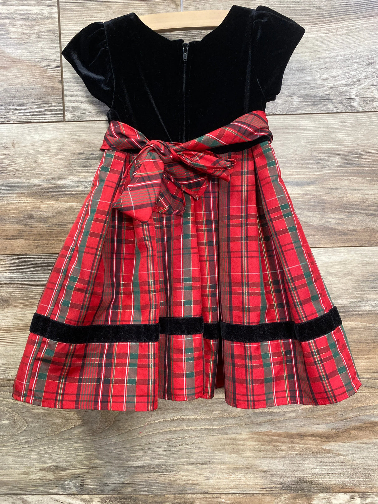 Sweat Heart Rose Velvet Plaid Special Occasion Dress Black sz 2T