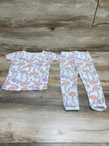 Simple Joys 2pc Flamingo Print Pajama Set White sz 2T