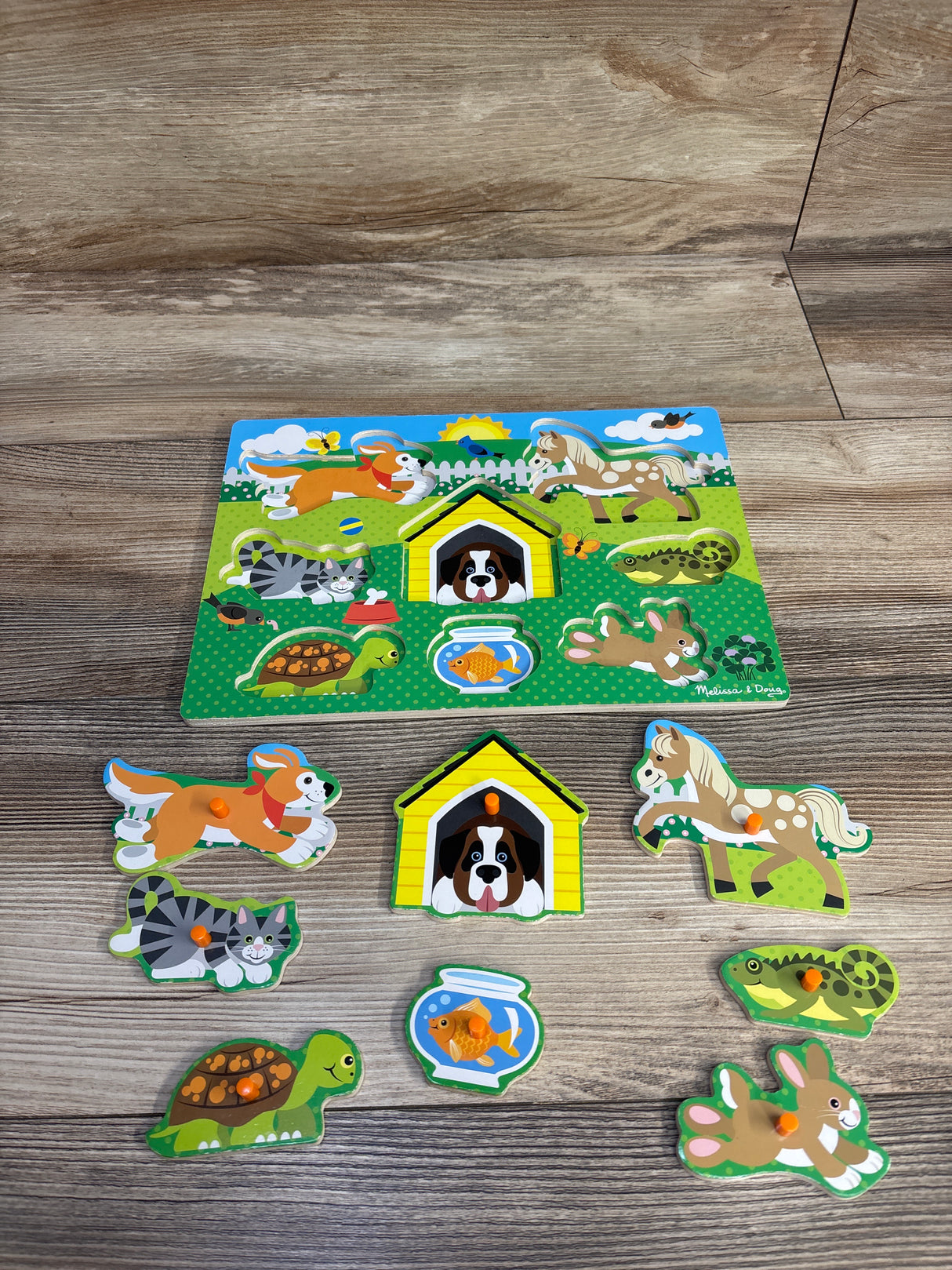 Melissa & Doug Wooden Peg Puzzle - Pets 8pc