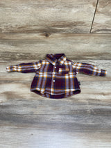 American Hawk Plaid Button Up Flannel Burgundy sz 6-9m