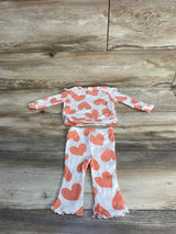 Cat & Jack 2pc Ribbed Heart Print Shirt & Pants Set White sz 0-3m