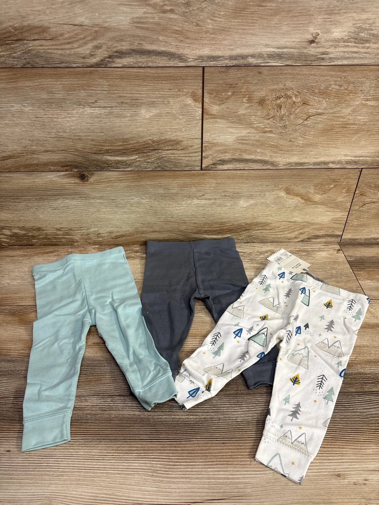 NEW Cloud Island 3pk Mountain Pull On Pants White sz 6-9m