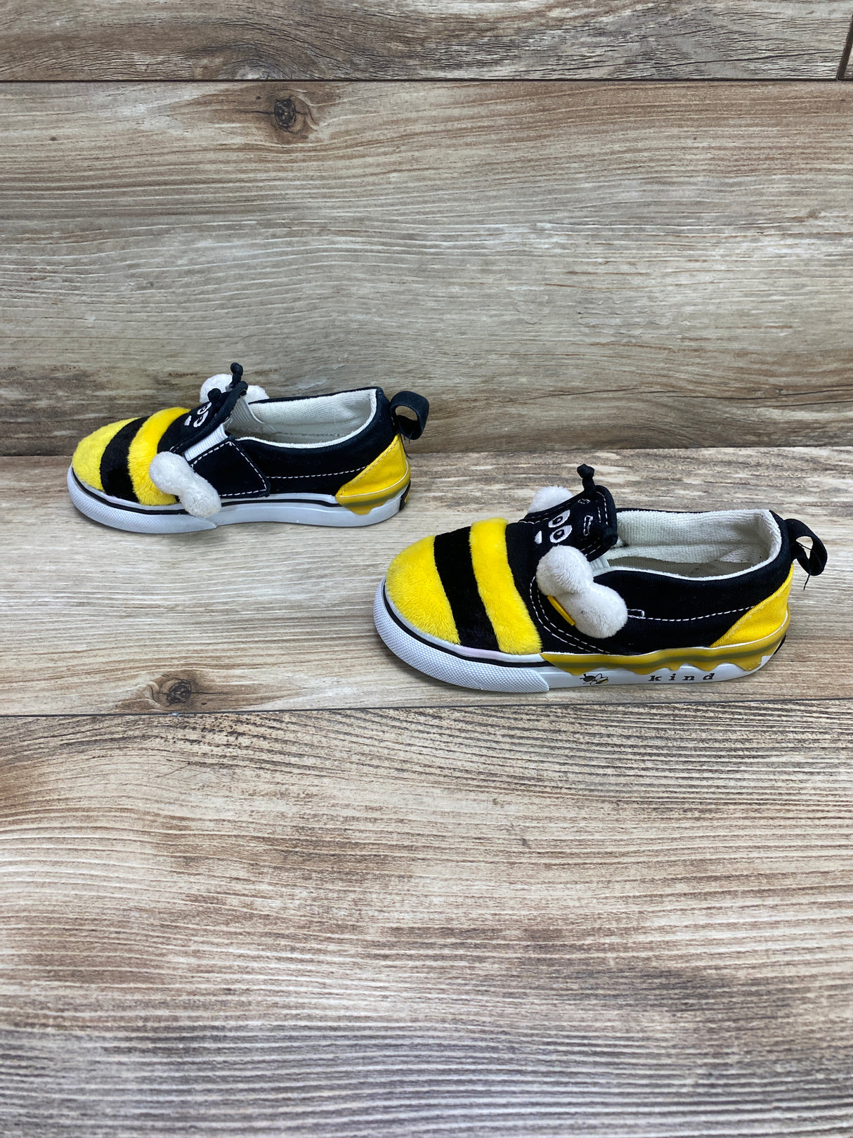 Vans Toddler Slip-On V Bee Shoes Black/Yellow Sz 8c