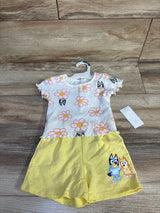 NEW Bluey 2pc Floral Shirt & Shorts Set White sz 18m