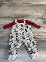 Disney Baby 2pc Mickey Mouse Quilted Overalls Set Red sz 0/3m