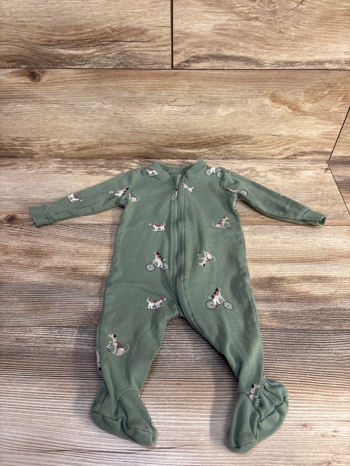 Pekkle Dog Print Sleeper Green sz 3m - Me n Mommy To Be