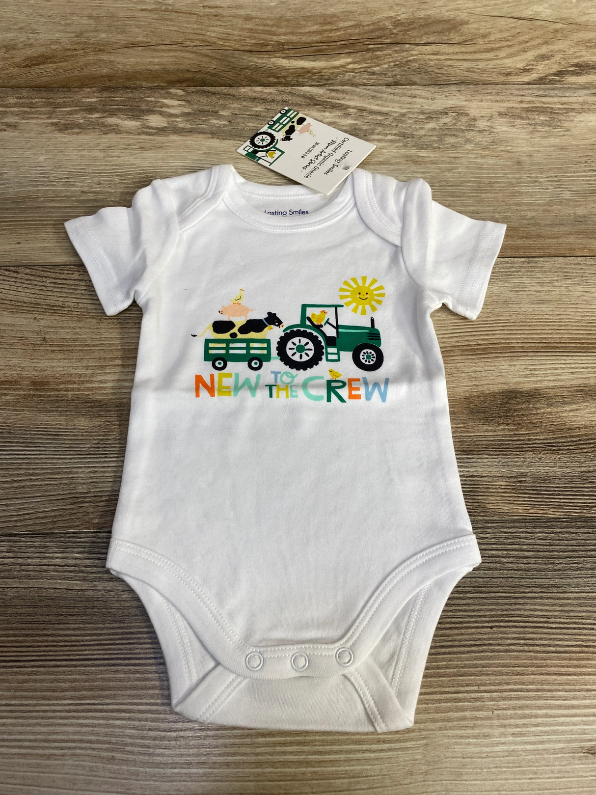NEW Lasting Smiles New To The Crew Bodysuit White sz 0-3m - Me n Mommy To Be