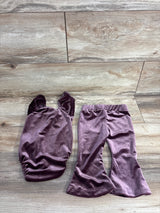 Jessica Simpson 2pc Crushed Velvet Bodysuit & Bottoms Set Purple sz 6-9m