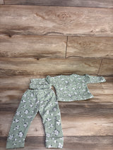 Nicole Miller 3pc Floral Henley Pull Over Sweater & Pants Sage sz 12m