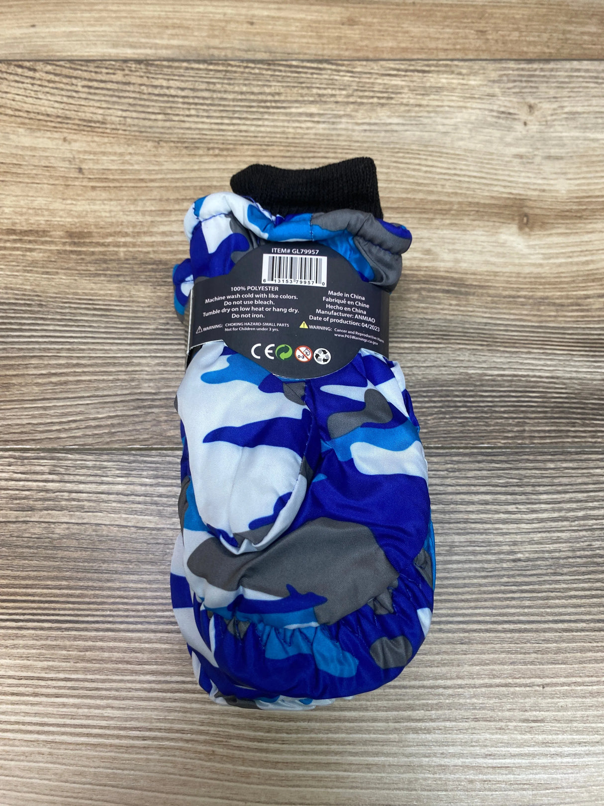 NEW ThermaWear Kid's Ski Blue Camo Mittens OSFM (1-3Y)