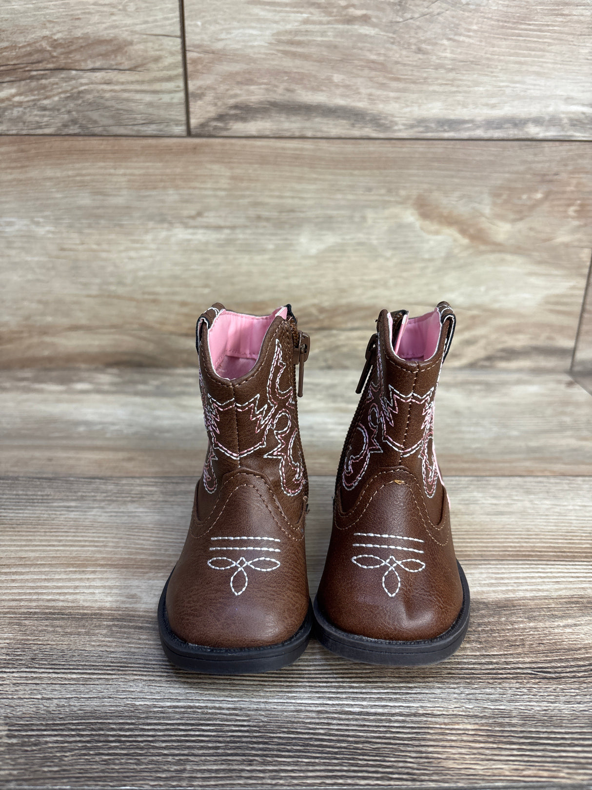Wonder Nation Faux Leather Western Boots, Brown sz 2c
