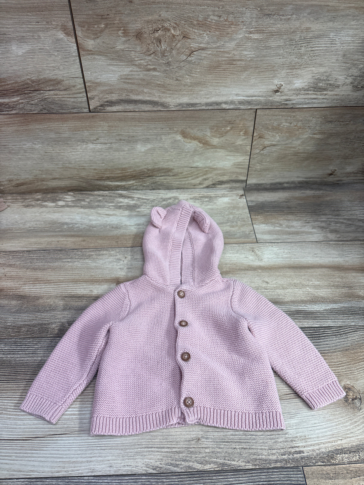 Just One You Knit Hooded Button-Up Cardigan Pink sz 6m