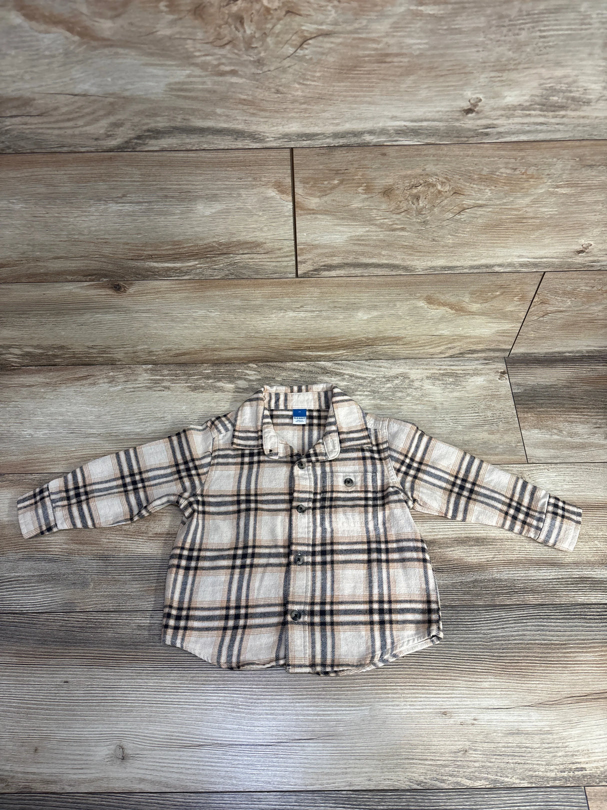 Old Navy Plaid Flannel Tan sz 2T