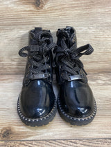 Tahari Bessy-T Patent Leather Combat Boots Black Sz 7c