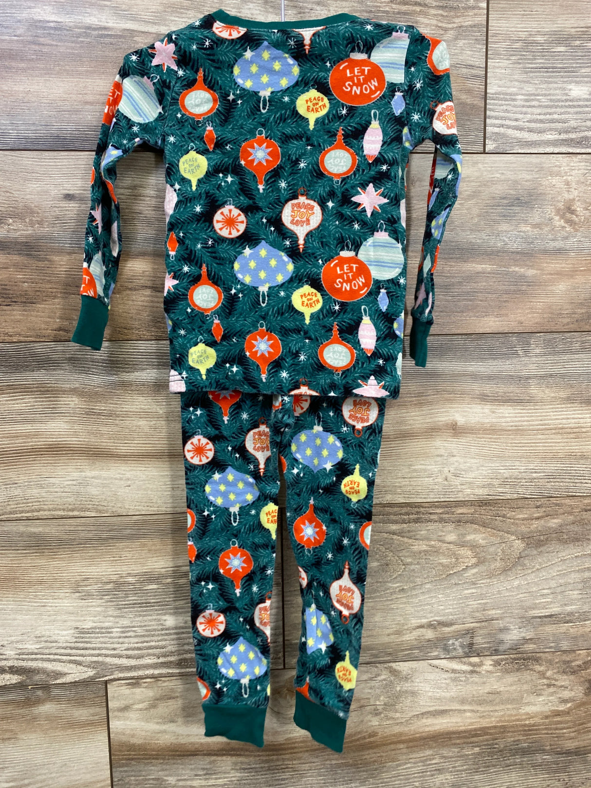 Old Navy 2pc Ornament Pajama Set Emerald sz 3T