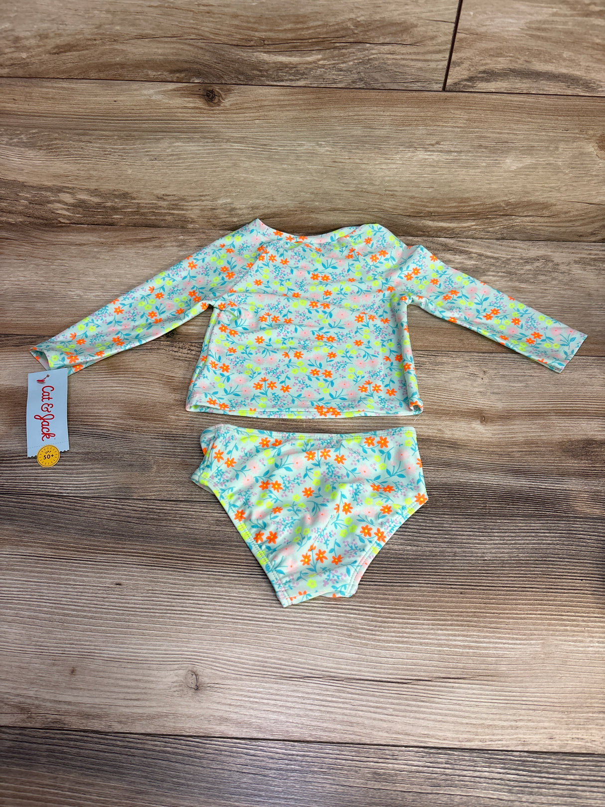NEW Cat & Jack 2pc Floral Swimsuit Set Mint sz 18m